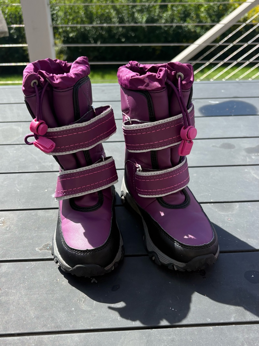 Lands' End Girls Purple Snow Boots with Hook-and-Loop Straps